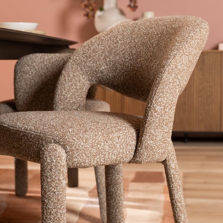 Chaise de salle à manger Dean bouclé brun