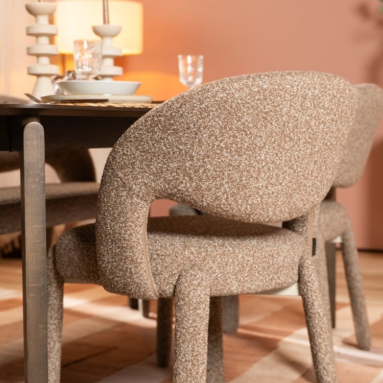 Chaise de salle à manger Dean bouclé brun