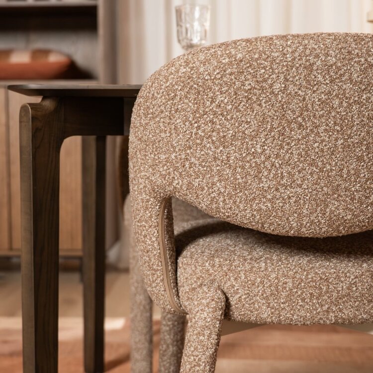 Chaise de salle à manger Dean bouclé brun