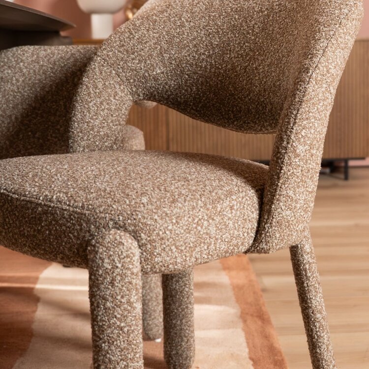 Chaise de salle à manger Dean bouclé brun