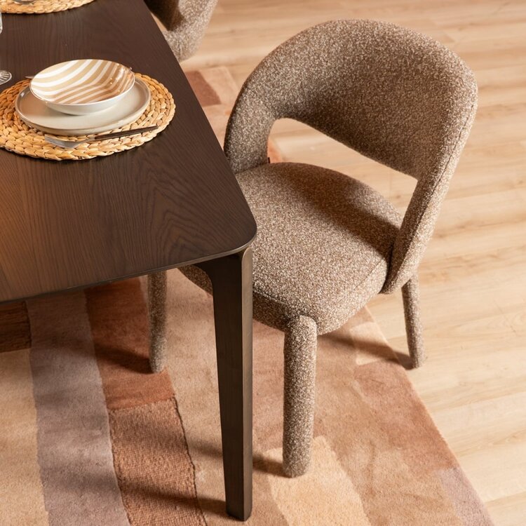 Chaise de salle à manger Dean bouclé brun