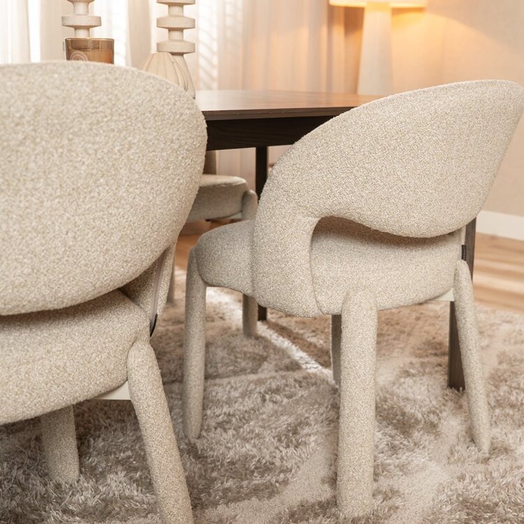 Chaise de salle à manger Dean bouclé taupe