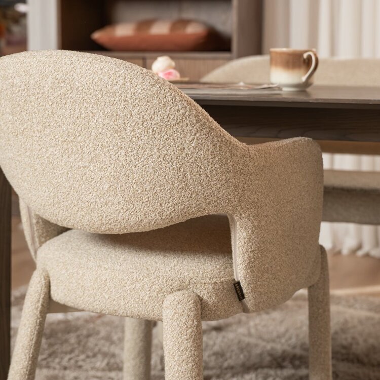 Chaise de salle à manger June bouclé taupe