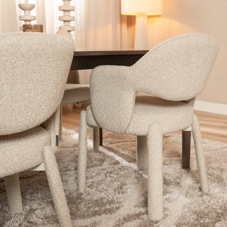Chaise de salle à manger June bouclé taupe