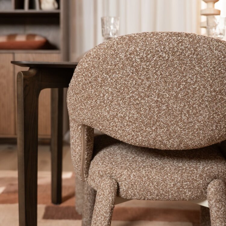 Chaise de salle à manger June bouclé brun