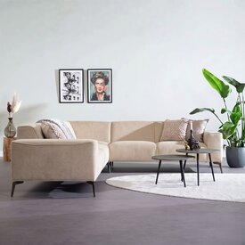 Canapé d'angle en velours Vegas beige gauche/droit