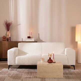 Canapé scandinave 2,5 places Vegas bouclette blanc