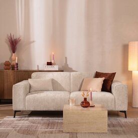 Canapé 2,5 places Vegas tissu chenille blanc