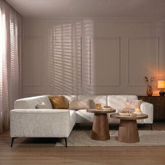 Canapé d'angle scandinave Vegas blanc tissu chiné gauche/droit
