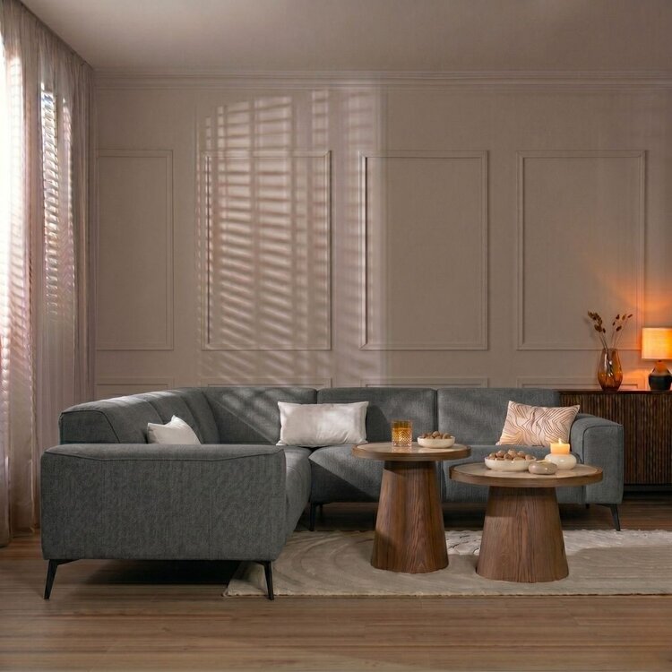 Canapé d'angle scandinave Vegas anthracite mélange gauche/droit