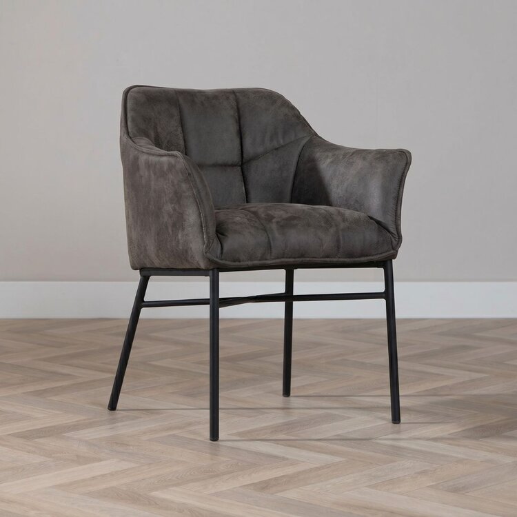 Chaise de salle à manger industrielle Aaron anthracite