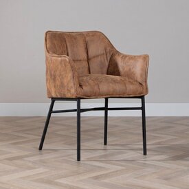 Chaise de salle à manger industrielle Aaron cognac