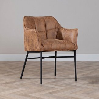 Chaise de salle à manger industrielle Aaron cognac