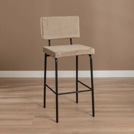 Tabouret de bar en velours Espen taupe 64-77 cm