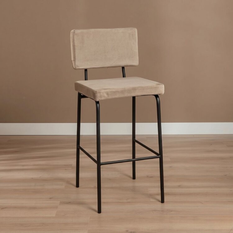 Tabouret de bar en velours Espen taupe 64-77 cm