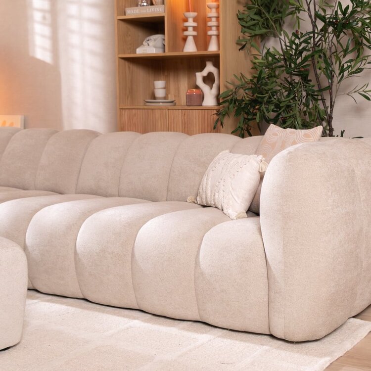 Canapé d’angle gauche Luca XL en chenille beige