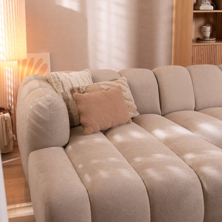 Canapé d’angle gauche Luca XL en chenille beige