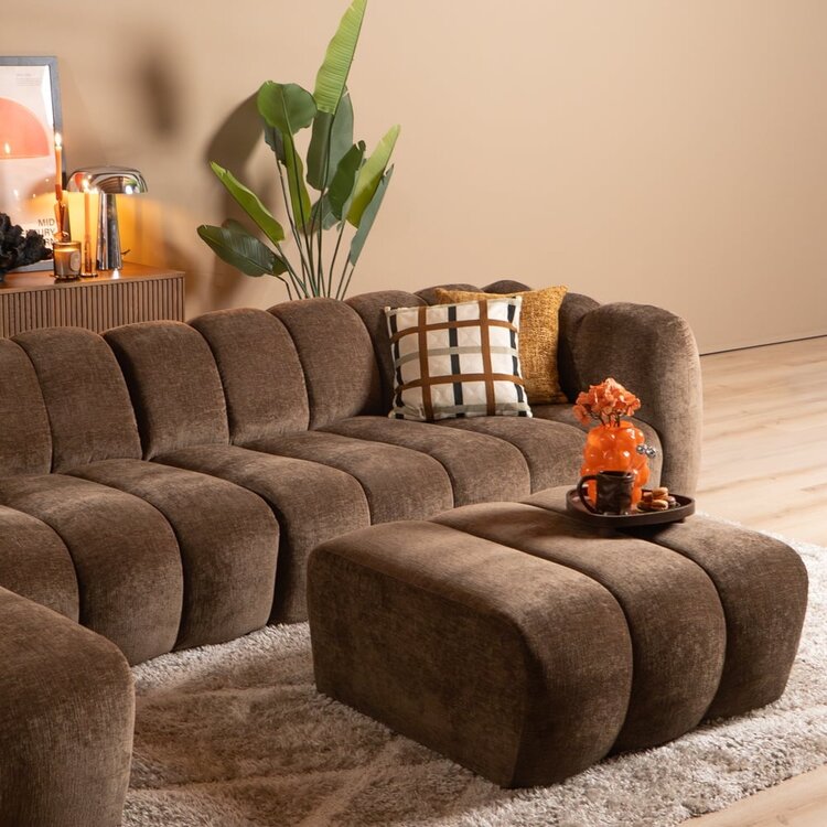 Canapé d’angle gauche Luca XL en tissu chenille mocha