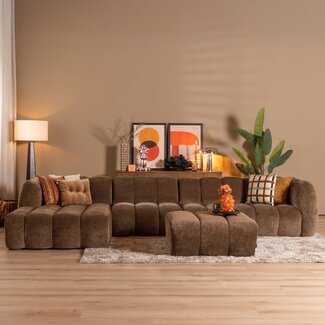 Canapé d’angle gauche Luca XL en tissu chenille mocha