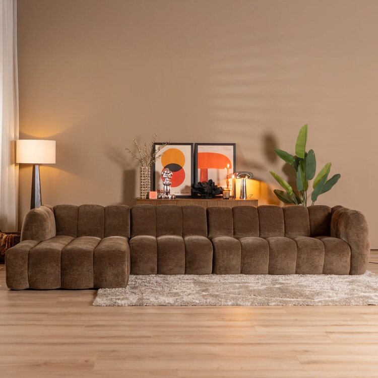 Canapé d’angle gauche Luca XL en tissu chenille mocha