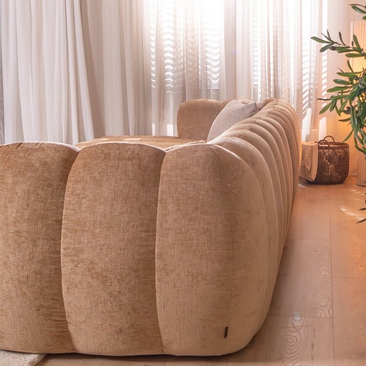 Canapé d’angle gauche Luca XL en tissu chenille peach