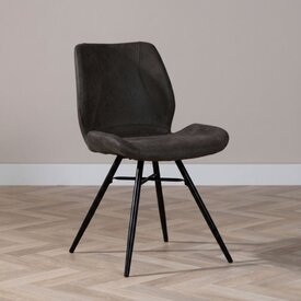 Chaise de salle à manger industrielle Barrel en éco-cuir noir