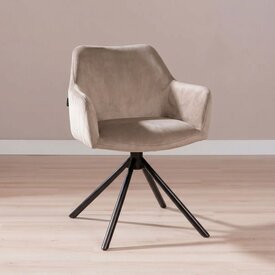 Chaise de salle à manger velours Furtado taupe pivotant