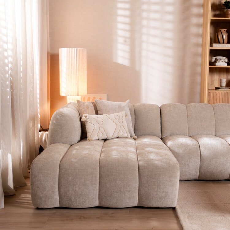Canapé d’angle gauche Luca XL en chenille beige