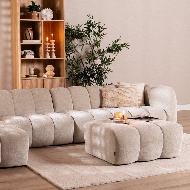 Canapé d’angle gauche Luca XL en chenille beige