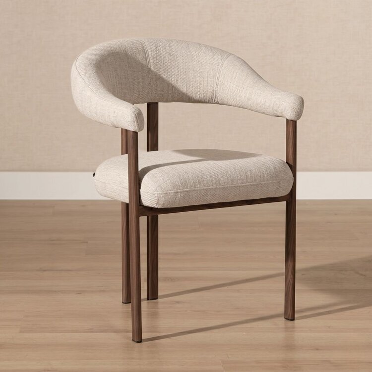 Chaise de salle à manger Nori en lin taupe