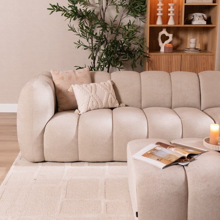 Canapé d’angle droit Luca XL en chenille beige