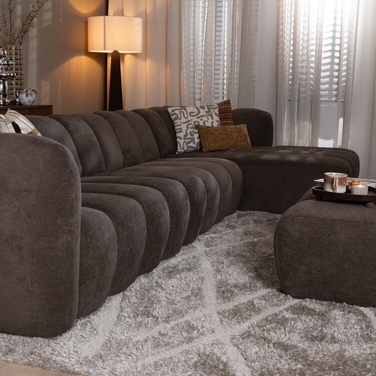 Canapé d’angle Luca XL en chenille brun angle droit