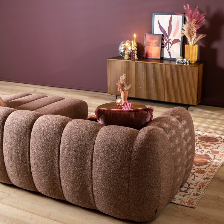 Canapé d’angle droit Luca XL bouclé rouge/rose