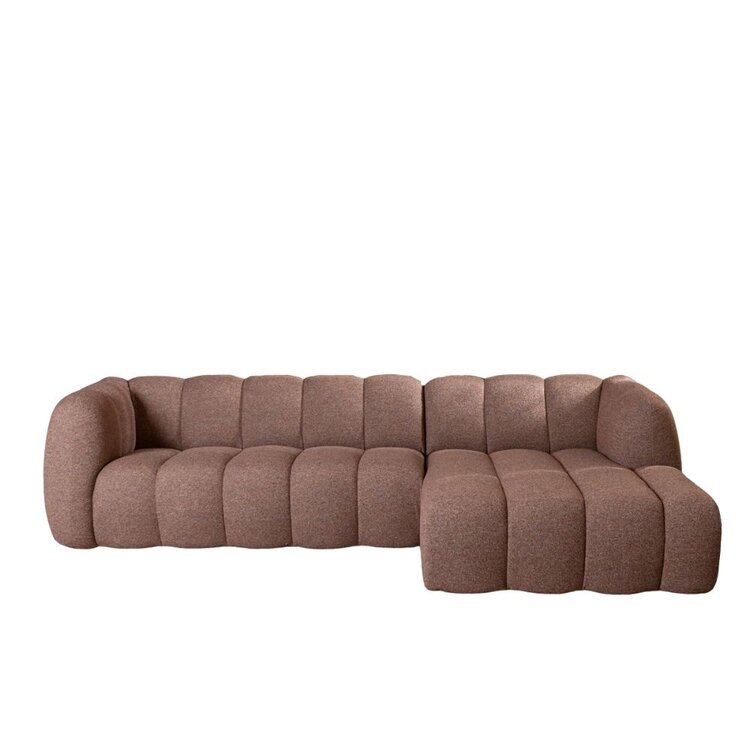 Canapé d’angle droit Luca XL bouclé rouge/rose