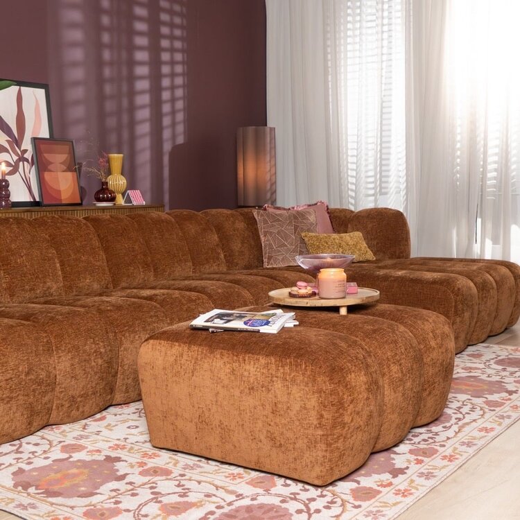 Canapé d’angle droit Luca XL en tissu chenille cuivre