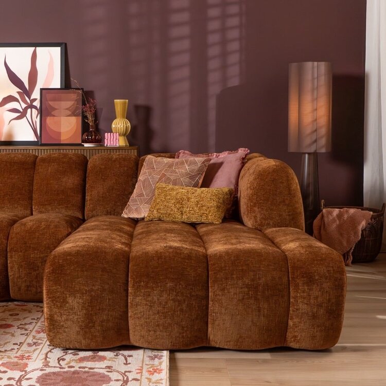 Canapé d’angle droit Luca XL en tissu chenille cuivre