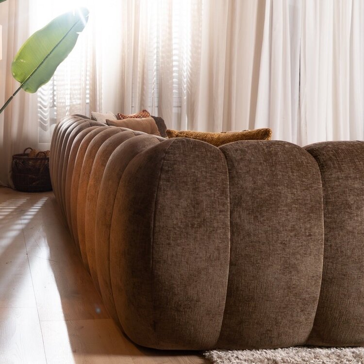 Canapé d’angle droitLuca XL en tissu chenille mocha