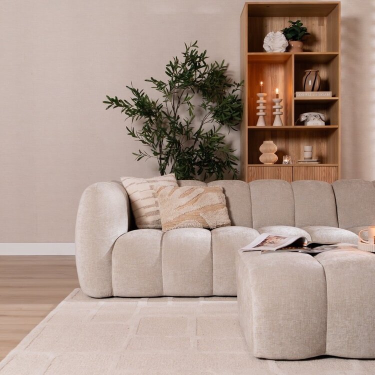 Canapé d’angle droit Luca XL en chenille beige