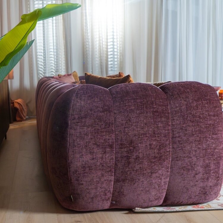 Canapé d’angle droit Luca XL en tissu chenille violet