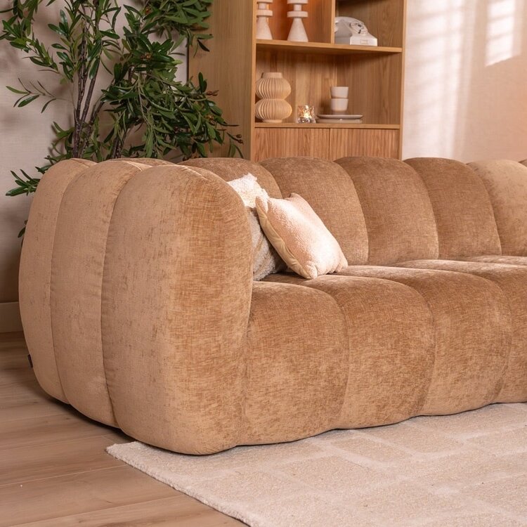 Canapé d’angle droit Luca XL en tissu chenille peach