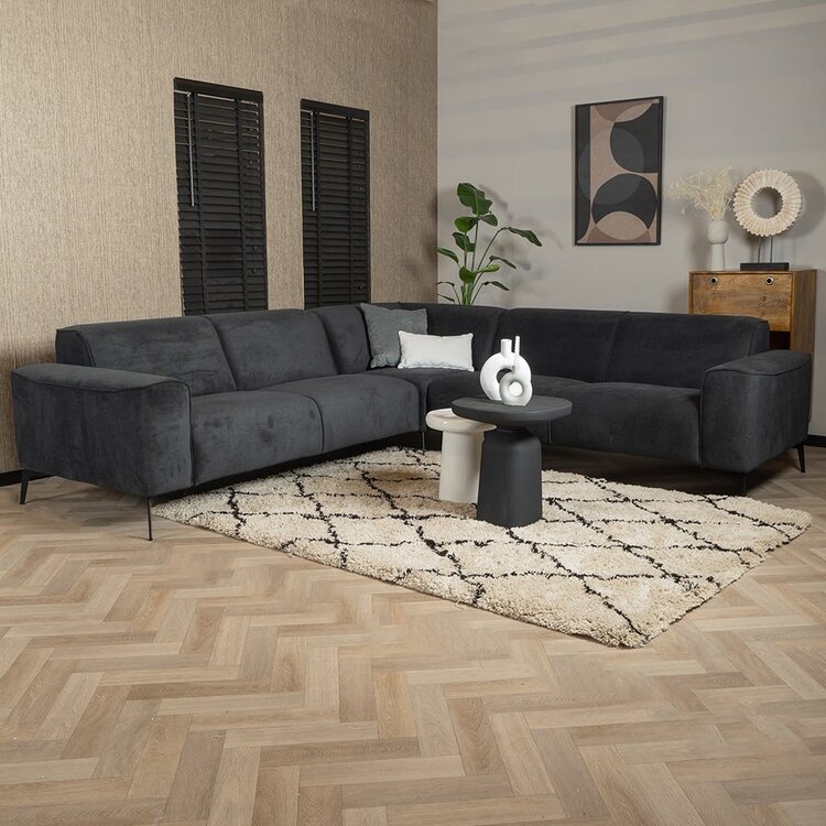 Canapé d'angle scandinave Vegas noir tissu chiné gauche/droit