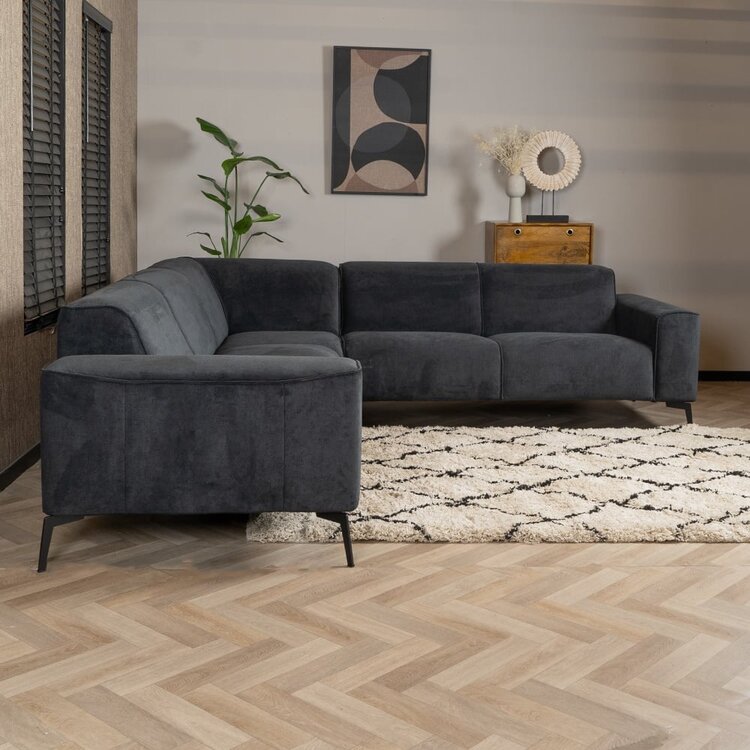 Canapé d'angle scandinave Vegas noir tissu chiné gauche/droit