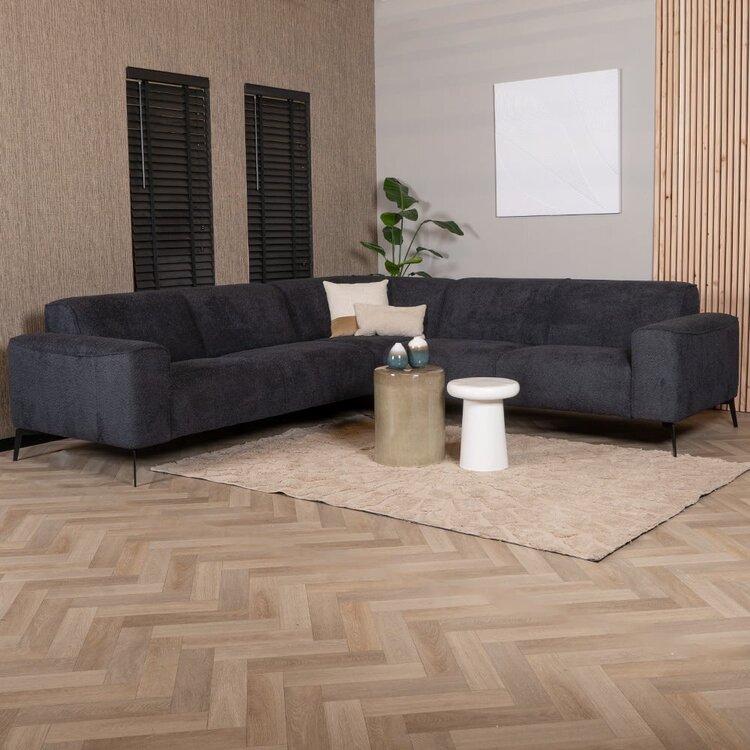 Canapé d'angle scandinave Vegas bouclette noir gauche/droit