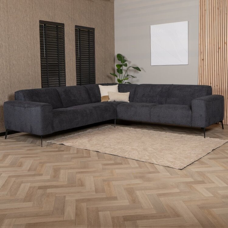 Canapé d'angle scandinave Vegas bouclette noir gauche/droit