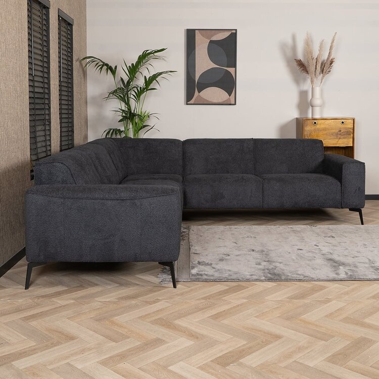 Canapé d'angle scandinave Vegas bouclette noir gauche/droit