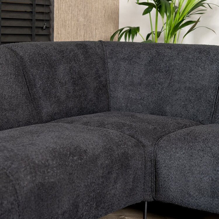 Canapé d'angle scandinave Vegas bouclette noir gauche/droit