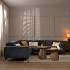 Canapé d'angle scandinave Vegas bouclette noir gauche/droit