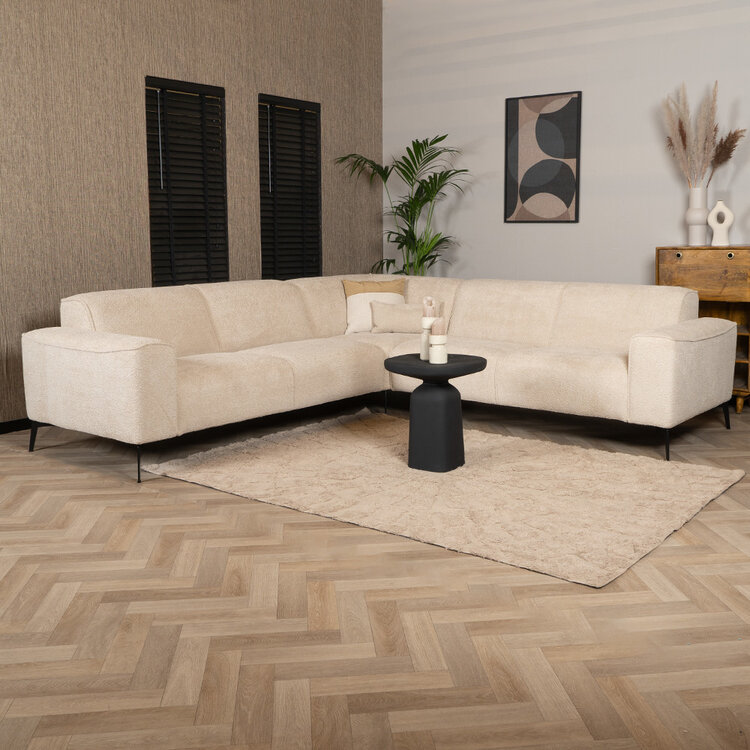 Canapé d'angle scandinave Vegas bouclette taupe gauche/droit