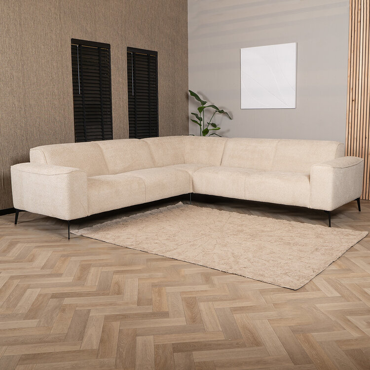 Canapé d'angle scandinave Vegas bouclette taupe gauche/droit
