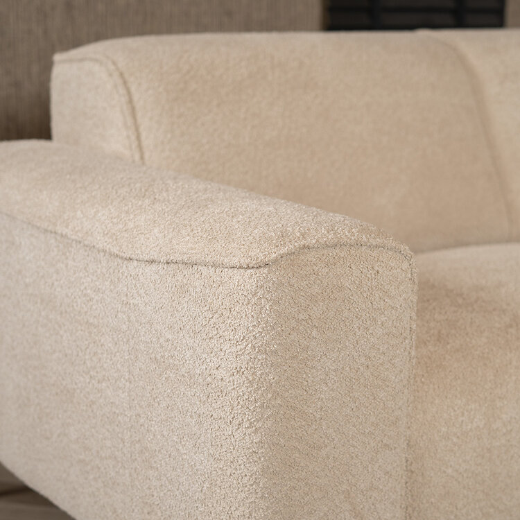 Canapé d'angle scandinave Vegas bouclette taupe gauche/droit